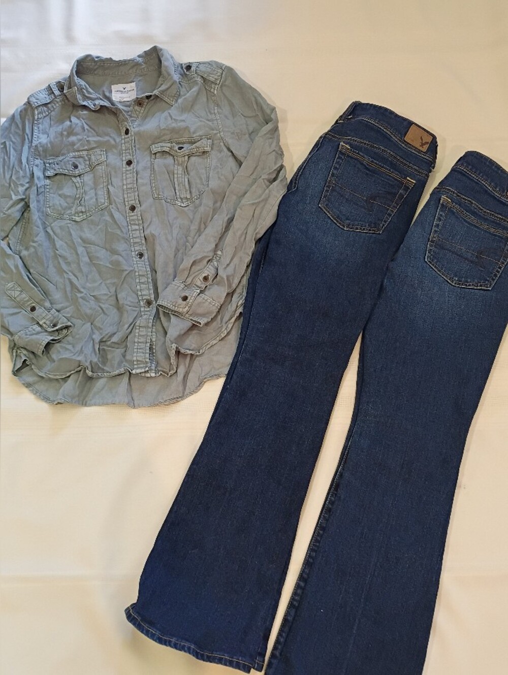 American Eagle Kick Boot Jeans And Shirt Bundle